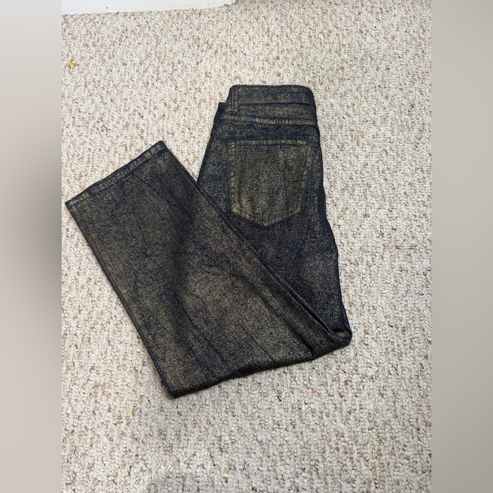 Kate Spade Metallic Black Straight-Leg Pants size 27